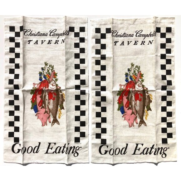 set 2 vintage linen towel Christiana Campbell’s Tavern Good Eating Williamsburg - Picture 10 of 11